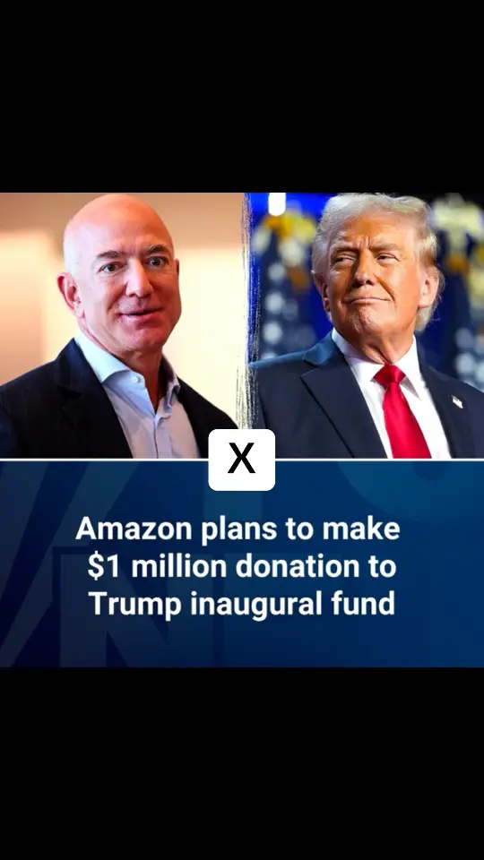 Amazon plans to make $1 million donation to Trump inaugural fund #trump #texas #usa #crash #england #trump2024🇺🇸 #kamala #viralvideo #france #biden #biden #breakingnews @Team Trump  @X Shop  @X Shop 