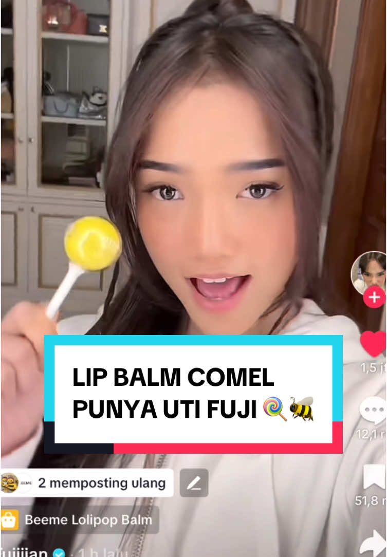 Lip balm comel yang dipake Uti Fuji @Fujiiian 😍🍭 #lollipopbalm #lipbalm #skincareanak #fyp #fuji #comel #fypシ゚