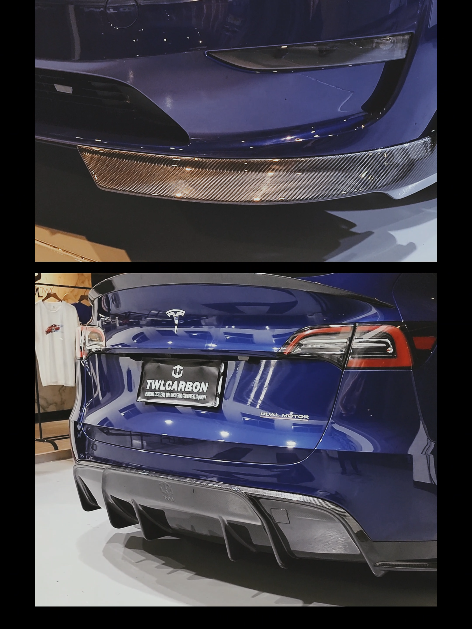 MODEL Y 升級全車外觀碳纖維件 #tesla #modely #model3  #電動車 #碳纖維 #碳纖維套件 #鴨尾 #後下巴 #尾翼 #空力套件  #跑車