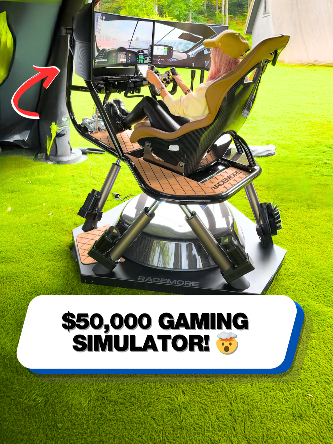 This $50,000 racing sim is worth more than a car! 😱 #racing #racingsim #simulation #crazytech #simulator #techtok #gaming #GamingOnTikTok #luxurylifestyle #luxury #GamingSetup #supercarblondie