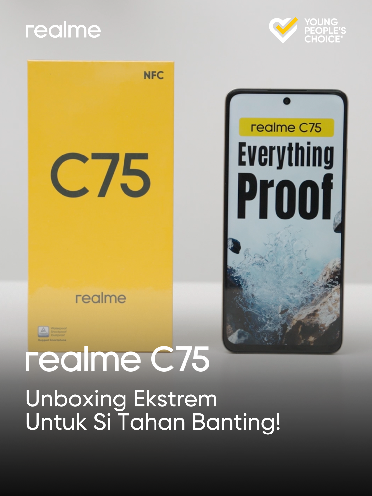 Unboxing mainstream udah gak jaman untuk HP yang satu ini! Apakah ini HP yang tak kenal kata rusak? realme C75 tetap tahan diuji coba apapun! #realmeC75BestWaterproof #realmeC75WashablePhone #UnderwaterDominator