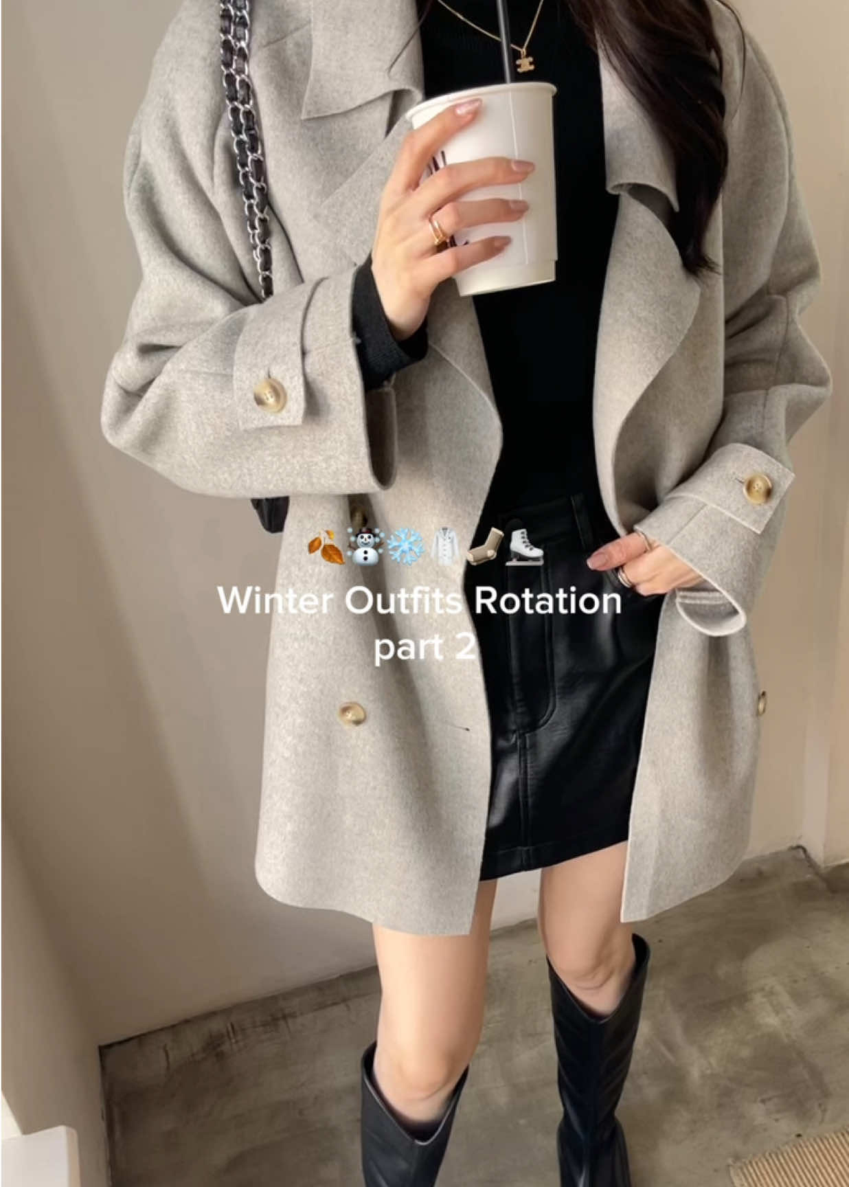 ❄️☃️🌬️𝑾𝒊𝒏𝒕𝒆𝒓 𝑶𝒖𝒕𝒇𝒊𝒕𝒔 𝑹𝒐𝒕𝒂𝒕𝒊𝒐𝒏 | Part 2🎅🏻🎄✨ 🌟 Look 1 : Anna Wool Coat - grey Emma Knit Top - black (plain) Leather Skirt - black 🌟 Look 2 : Ami Fur Jacket - brown Bruno Jeans - snow blue 🌟 Look 3 : Anna Wool Coat - black Emma Knit Top - khaki (plain) Buddy Jean Skirt - white 🌟 Look 4 : Velvet Bomber Jacket - cream Harper Trousers - grey  🌟 Look 5 : Nikko Suede Jacket - cocoa Miki Crop Top - white Crispy Skirt - black 🌟 Look 6 : Ami Fur Jacket - cream Emma knit Top - blue (wavy) Leather Shorts - cream #tiktok #TikTokShop #TikTokShopFashion #TikTokFashion #tiktoklooks #rileyapparels #winterfashion #winteroutfit #winteroutfitinspo #winteroutfitideas 