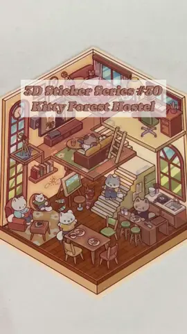 Kitty Forest Hostel | 3d Sticker ASMR Series #30  #stickerscene #asmrsounds #3dsticker #stickerasmr #stickertok #cutestickers #foryoupage❤️❤️ #fypツ #asmr #cozyvibes