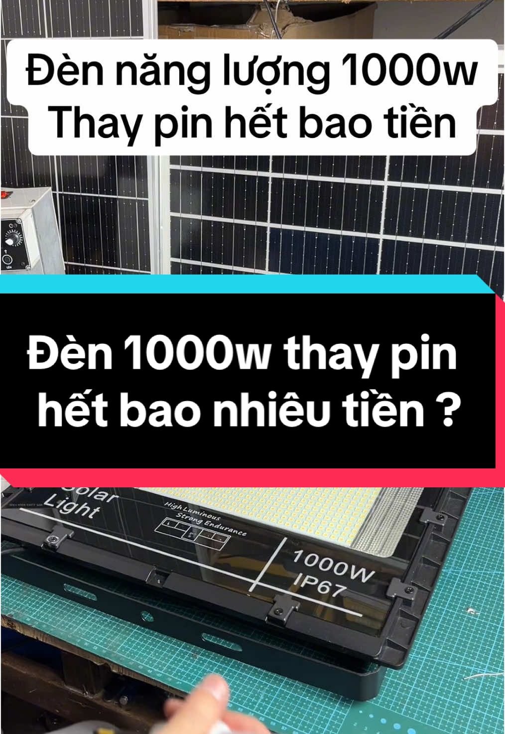 Đèn năng lượng mặt trời 1000w thay pin hết bao nhiêu tiền #dennangluongmattroi #hoanglongsolar 