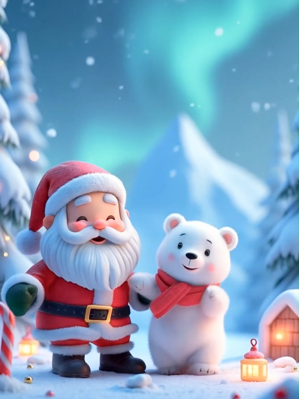 Santa dancing with polar bear cub #cute #cutebaby #christmas #merrychristmas #xmas #christmastree #festivefun #winter #christmasmagic #santaclaus #ai #mustwatch #fyp #viraltiktokvideo 