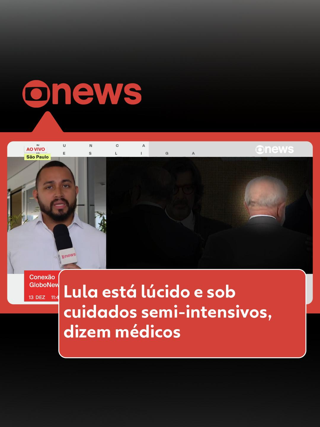 Cuidados semi-intensivos - O presidente Lula está lúcido e orientado, segundo boletim médico divulgado na manhã desta sexta-feira (13) pelo Hospital Sírio Libanês. Ele alimentou-se normalmente e caminhou pelos corredores do hospital. O presidente segue internado, mas agora sob cuidados semi-intensivos. Já havia essa previsão, dada pelos médicos na quinta-feira (12), de que seria reduzida a monitorização dos parâmetros de saúde dele, que era feita, até então, de forma intensiva, como em uma UTI. Lula, no entanto, continuaria no mesmo quarto do hospital, segundo a equipe médica. O petista, que tem 79 anos, fez uma cirurgia de emergência na madrugada de terça-feira (10) para drenar um hematoma na cabeça - ainda em decorrência da queda que sofreu no banheiro de casa em outubro. Saiba mais no #g1. #lula #saúde #hospital #tiktoknotícias