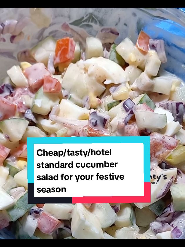 Christmas Recipe 🎄: Cheap/tasty/hotel standard cucumber salad for your festive season! Follow for more festive season recipes! #chantyskitchen  #foodrecipe  #LearnOnTikTok  #naijafoodie  #9jatiktok  #cuisine  #salad #weightloss  #yummyfood  #ghanafoodie  #viralreels 