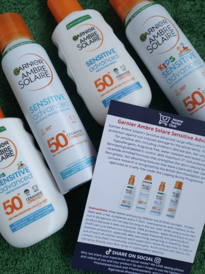 AD/PR GIFTED  @Home Tester Club  @Garnier  #hometesterclubuk  #ambresolaire  Very happy to be selected to test and review these 4 sun protection products  Garnier Amber Solaire Sensitive Advanced Sun Protection SPF 50 range  Available in spray and in mist format  Easy to use and no mess! Suitable for sensitive skin  Fragrance-free  Hypoallergenic  Water resistant  Cruelty free  Fast absorbing  #garnier #sun #skincare #sunprotection #spf #fragrancefree #producttester #tiktoker #blogger #contentcreator #gifted #ad #influencer #instagramstories #reels #follow #testing #reviews #holiday #travel #sensitiveskin #sunscreen #suncare #spray 