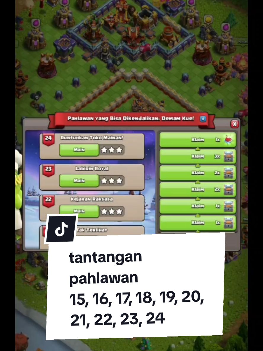 tantangan pahlawan episode 2 nomor 15 - 24 #coc #clashofclans #fyp #fyplah #cocindonesia 