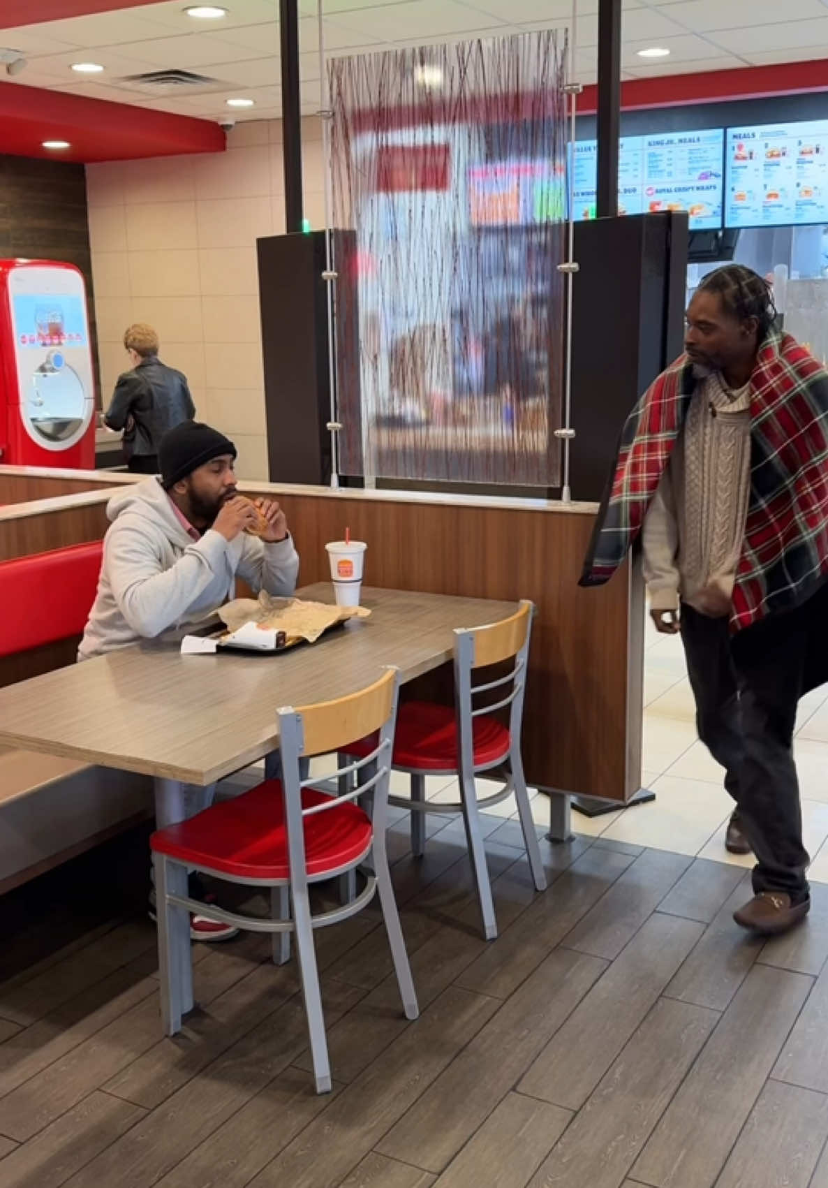 Guy grabs mans foodvthen recives a life changing gift