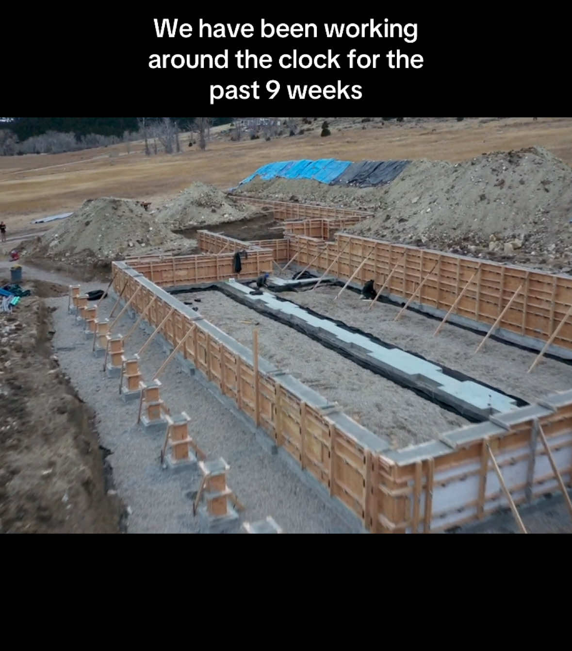 Our foundation from above! #spechome #montana #homebuilding #diyproject #concrete #fyp #buildingahouse #bigskycountry 