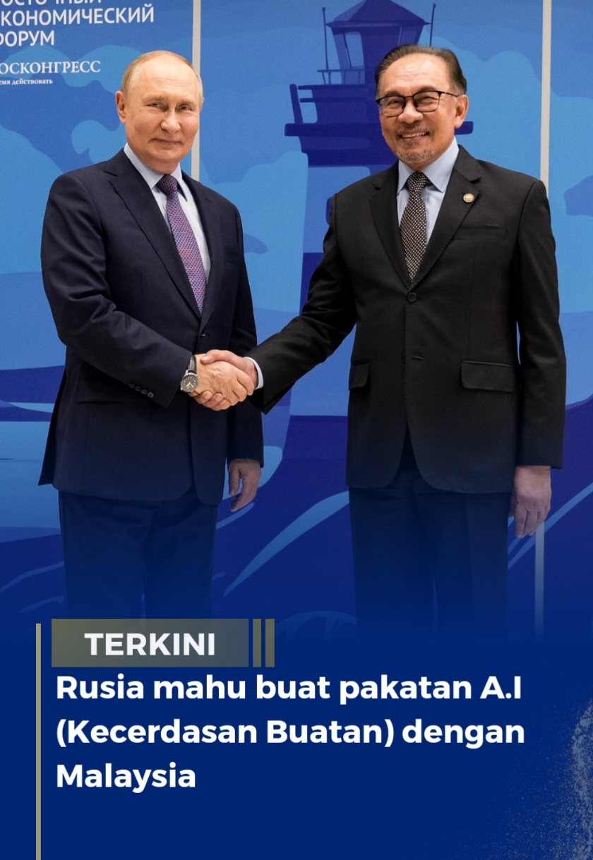 RUSIA MAHU BUAT PAKATAN A.I DENGAN MALAYSIA Presiden Rusia, Vladimir Putin merancang hendak membuat pakatan teknologi Kecerdasan Buatan A.I bersama Malaysia dan rakan BRICS yang lain untuk mencabar penguasaan US dalam teknologi berkenaan lapor Reuters  Perancangan untuk ahli Rangkaian Sekutu A.I Rusia ini termasuk ahli asal BRICS dan mereka yang memasuki BRICS sebagai rakan strategik  Kerjasama ini melibatkan penyelidikan bersama, undang undang dan penjualan produk berkaitan A.I di pasaran negara rakan dan ahli BRICS Rusia ketika ini yang tertekan dengan sekatan Barat selepas sekatan itu menyebabkan Rusia tidak mendapat akses kepada mikrocip penting untuk A.I Buat masa ini syarikat tempatan Rusia seperti Sberbank dan Yandex mula membantu mengisi keperluan A.I Rusia namun masih ketinggalan di belakang syarikat besar yang rata rata dikuasai Barat Rusia menjangkakan bahawa A.I akan menambah 109 Bilion USD kepada KDNK Rusia menjelang 2030 dan mahu 80% pekerjanya mempunyai kemahiran A.I @Anwar Ibrahim  #anwaribrahim #pmx #malaysian #malaysiamadani #russia #malaysianupdate #netizen #rakyat 