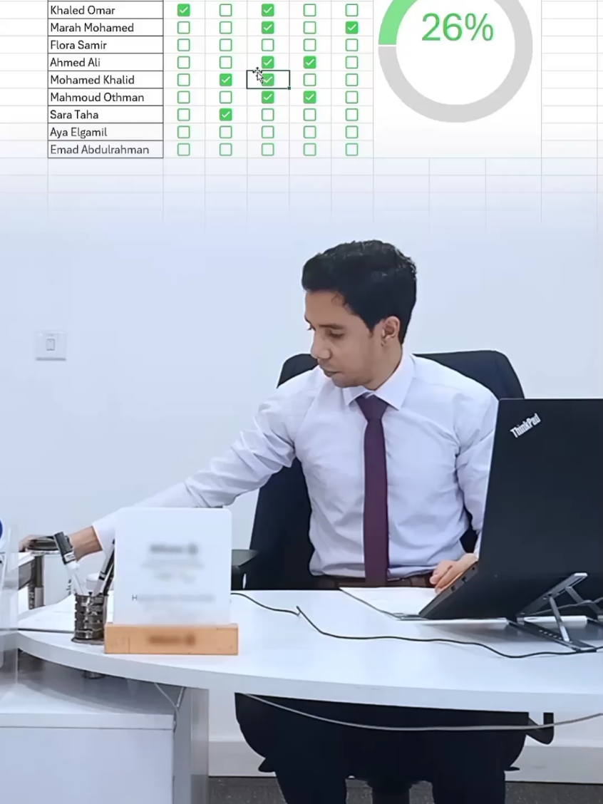 Perform agent's attendance in #Excel By using check boxes and donuts chart ازاي تعرض حضور وانصراف الموظفين في الاكسيل بطريقه سهله . . . #exceltricks #exceltips #dataanalytics #finance #business #tutorials #learning #accounting #excel_learning #study #spreadsheets #SQL #server #corporate #work #company #الاكسيل #scroll #English #تعلم #Math #attendence #HR #Checkbox 