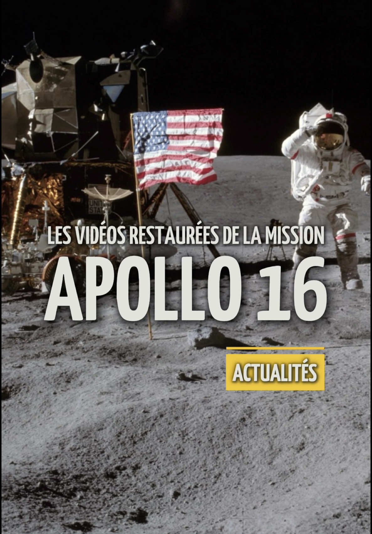 Les vidéos restaurées d’Apollo 16 pour profiter d’une mission historique dans une qualité maximale. Elle s’est déroulée du 16 au 27 avril 1972. Les astronautes John Young, Charles Duke et Ken Mattingly ont rapporté pas moins de 96 kg de roches lunaires sur Terre 😳 D’ailleurs, vous savez comment on calcule la distance Terre-Lune ? J’ai une anecdote pour vous expliquer 😉 #astronomie #apollo #lune #moon #univers #astro 