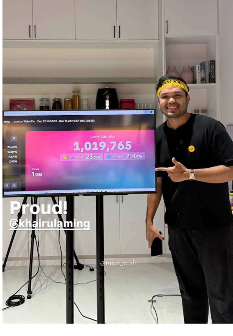 Alhamdulillah, 1.4M++ sales for 12.12 🎊 Thankyou everyone for your countless supports 😭😭✨ @Khairulaming @Khairulamingbrand  📸: @Nuar Yusli  #khairulaming #khairulamingfans #dendengnyetberapi #sambalnyetberapi #teamKA #khairulamingcore #walaming #1212tiktokshopping 