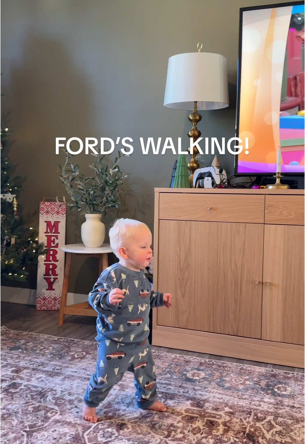 FORD IS WALKING!!! His first steps were on the night of thanksgiving, and then, last weekend, he decides to get up and start walking!!!! He would clap every time he walked and it was so cute! We are so proud of him!!! #MomsofTikTok #momlife #toddlermom #babysfirststeps #firststeps #babywalking 