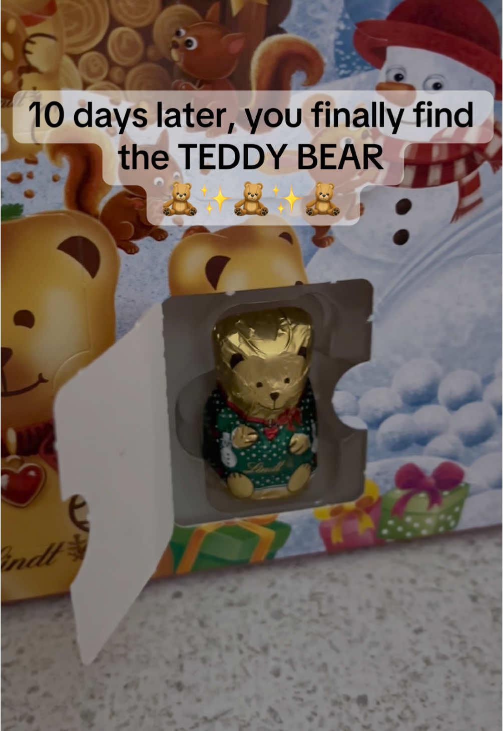 10 days later, you finally find the gold teddy bear 🧸🧸✨ #calendariodellavvento #adventcalendar #lindt #teddybear #goldteddy #orsetto #🧸 #christmascountdown #christmasiscoming #sister #perte #fyp #andiamoneiperte 