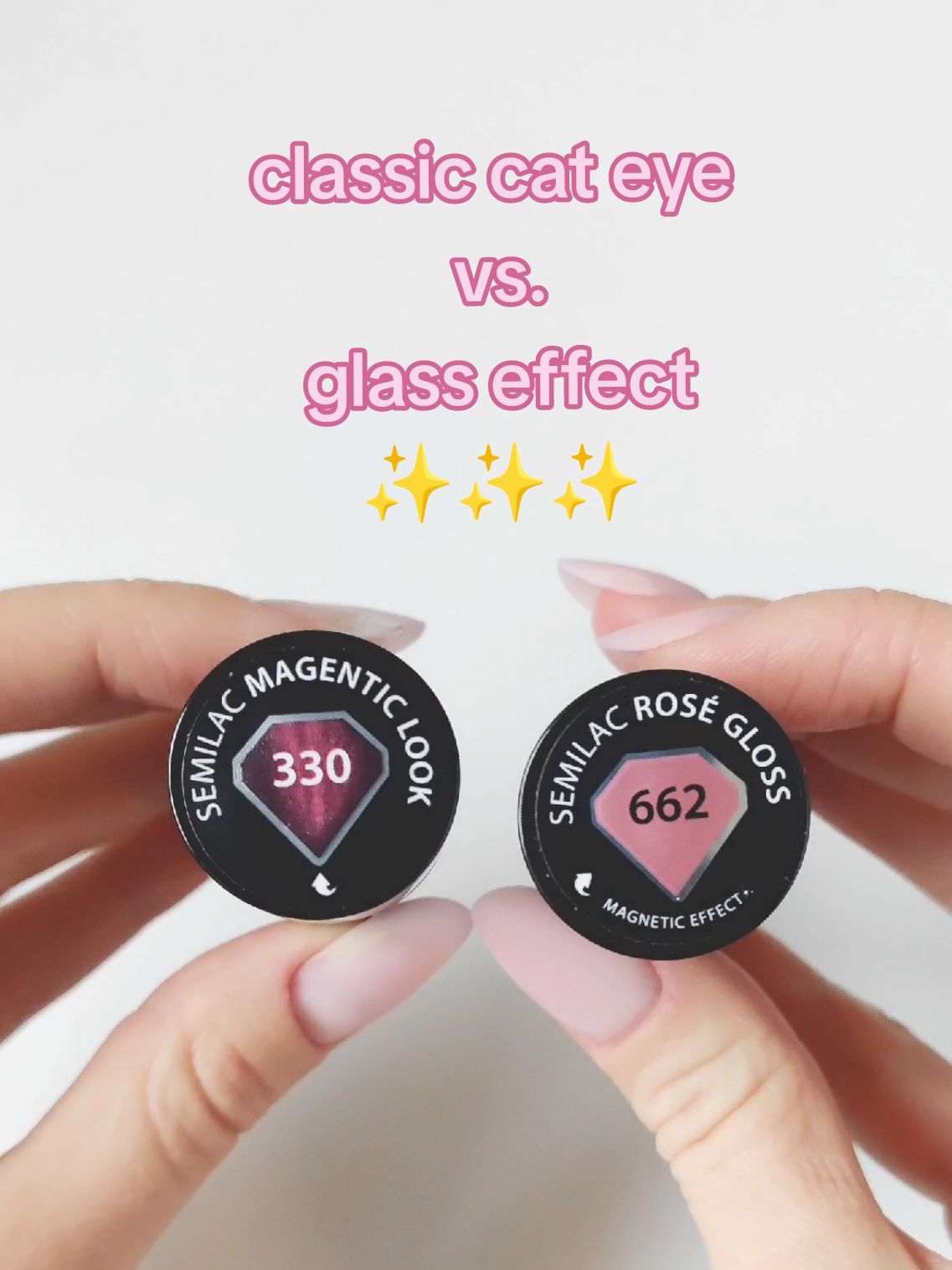 Porównanie klasycznego cat eye 330 z nowym efektem glass - 662 ✨ Który bardziej przypadł Wam do gustu? ❤️ @Semilac  [Współpraca reklamowa] #semilac #semilacpl #cateyenails #glassnails #nailart #nailsinspo #nailsinspiration #simplenails #paznokciehybrydowe #zdobieniapaznokci #nailsdesigner #unasdecoradas #uñasbonitas #pinknails #rozowepaznokcie #swiatecznepaznokcie #winternails #christmasnails #xmasnails #pieknepaznokcie #partynails #sylwestrowepaznokcie #nageldesign #nails2024 #inspiracje #swieta 