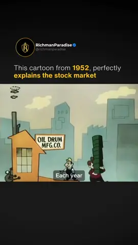 This 1952 cartoon breaks down the stock market better than any MBA professor ever could. 📈📉 The stock market isn’t just a collection of numbers; it’s a battlefield where wealth is built, multiplied, and sometimes obliterated in an instant. Each stock represents a stake in a company’s future, bought and sold daily on major exchanges like the NYSE and NASDAQ—the engines of global finance. The journey begins with an IPO, where private ambitions turn into public opportunities. But the real action happens in the secondary market, where fortunes are made or lost as share prices react to success, failure, and everything in between. Market indices like the S&P 500 and Dow Jones act as compasses, highlighting trends in the pursuit of wealth, but they can’t protect against risk. With every trade, investors balance opportunity and uncertainty, seeking to grow their capital while navigating the volatile nature of the market. Would you invest in the stock market? 🤔 #stockmarket #stock #invest #investors #wealth #businesslesssons #createwealth  Credit: Periscopeflim