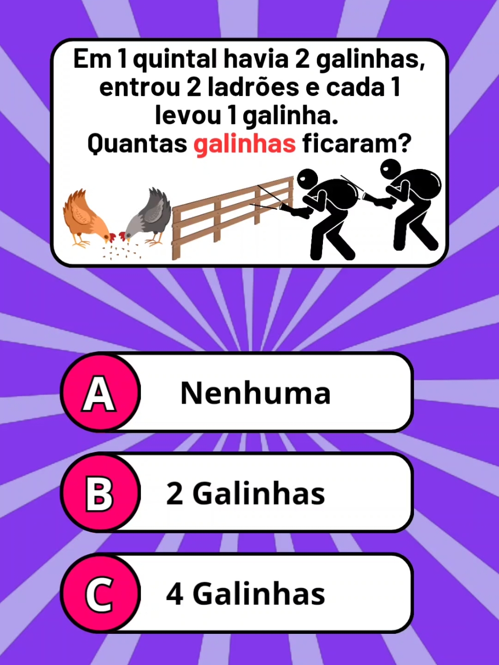 Quantas galinhas ficaram? #enigmas #raciociniologico #adivinha #desafios #conhecimento 