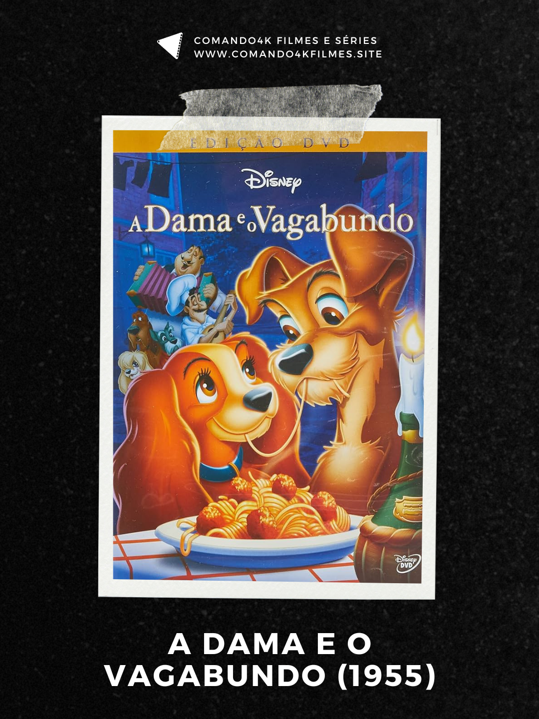 FILME COMPLETO | A Dama e o V4g4bundo (1955) 🐶💞 A história de amor entre Lady, uma cocker spaniel refinada, e V4g4bundo, um vira-lata aventureiro, que enfrentam juntos os desafios das ruas e provam que o amor supera todas as diferenças. #filme #desenho #filmecompleto #comando4k #1hora