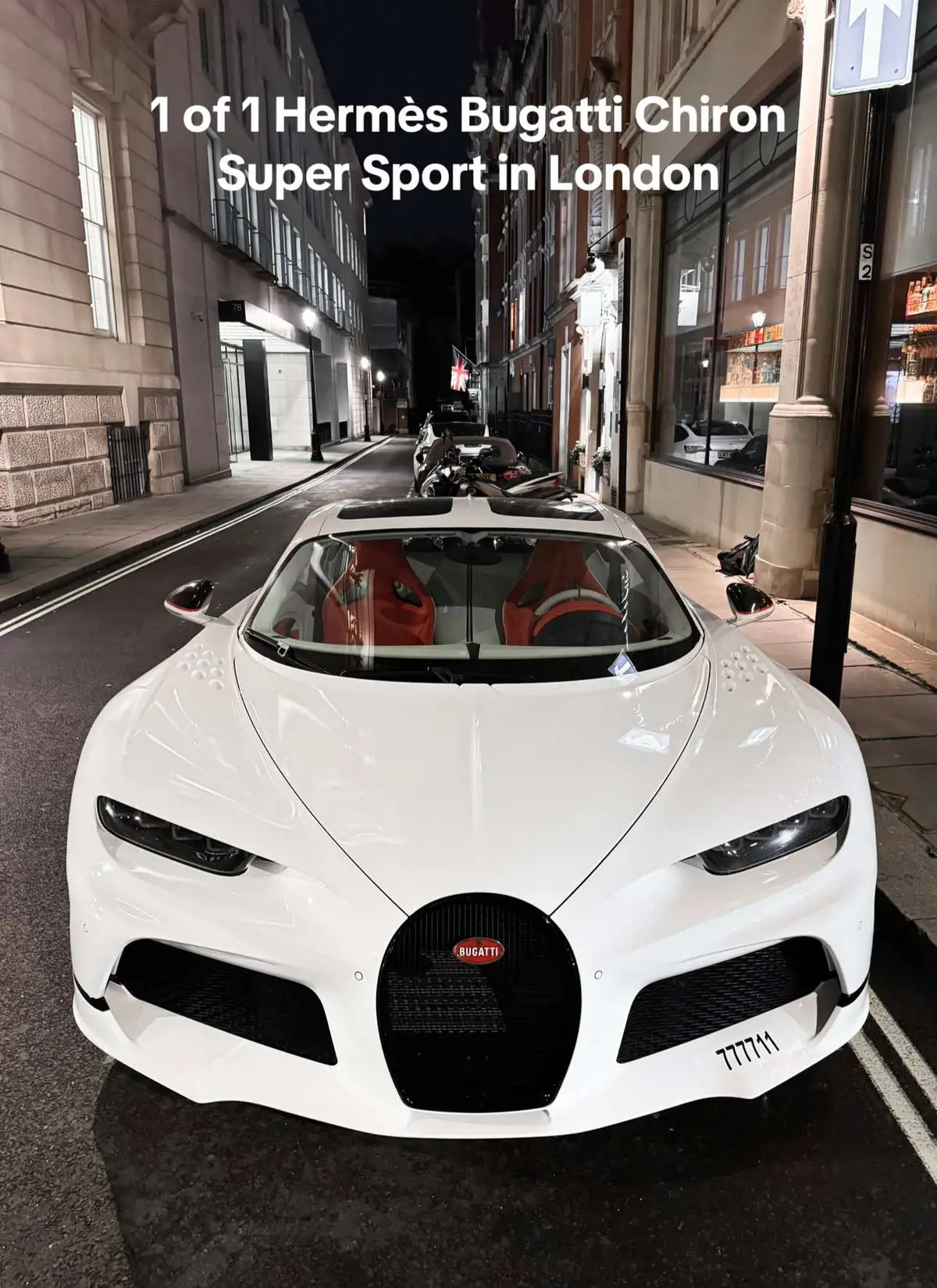 During the Christmassy months, you might see mesmerising motors like this in London…a 1 of 1 Hermès Bugatti Chiron Super Sport! 🤍  This $8 million Chiron was hidden down a side street in Pall Mall. The wheels are insane and then the interior which you can just about see in pic 5, just wow.  #london #bugatti #chiron #chironsupersport #hermes 