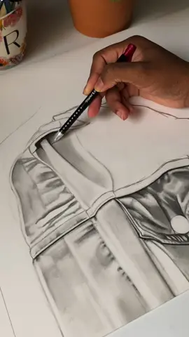 Drawing process of denim jacket..  #graphitedrawing #graphitepencil #graphiteart #mechanicalpencil #denimjacket #colorpencil #blackartist #artist #dopeart #art #fyp 