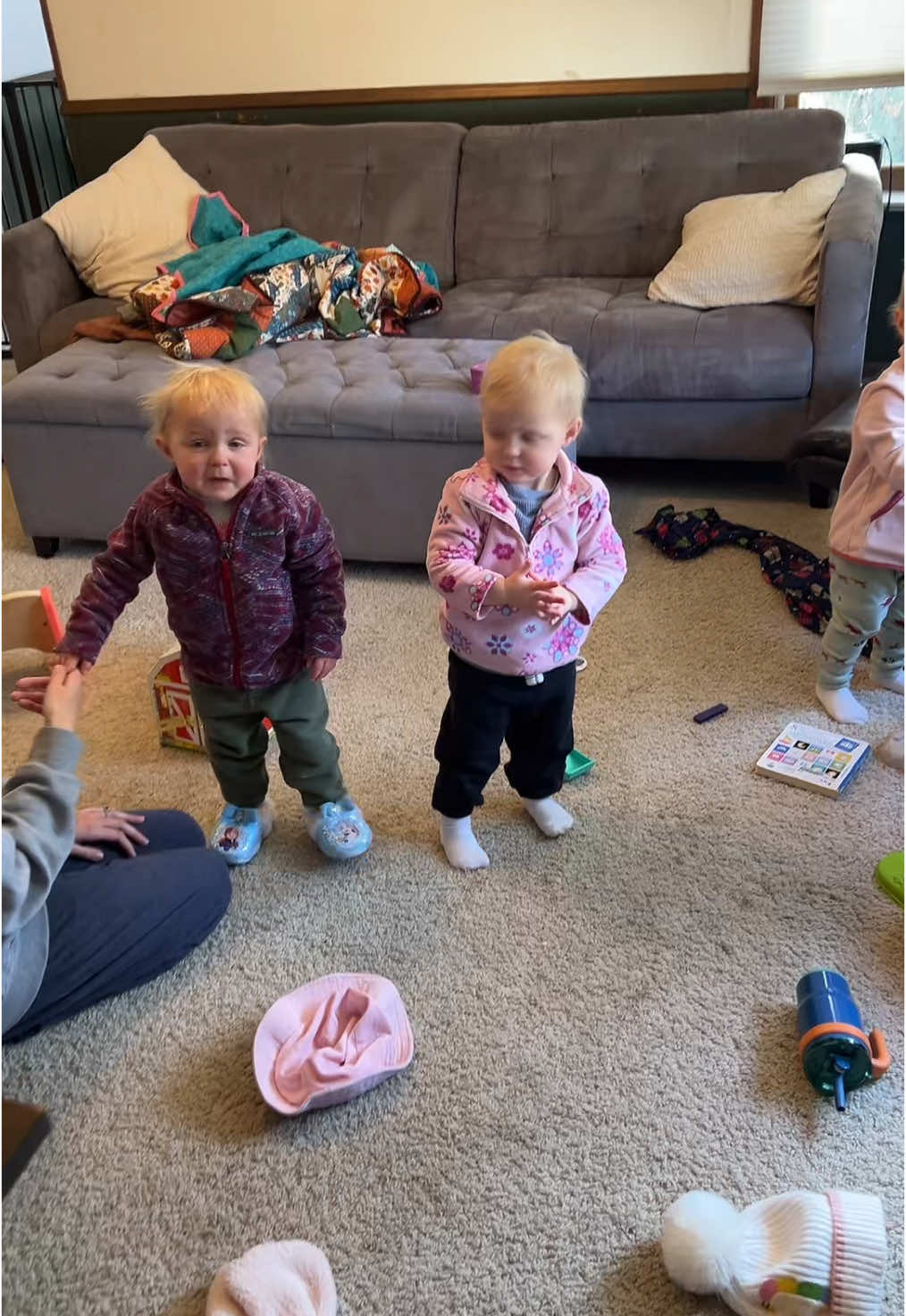 Girls had an easy lunch after a vostco run for more berries #triplets #toddlers #minnesota #girls #berries 