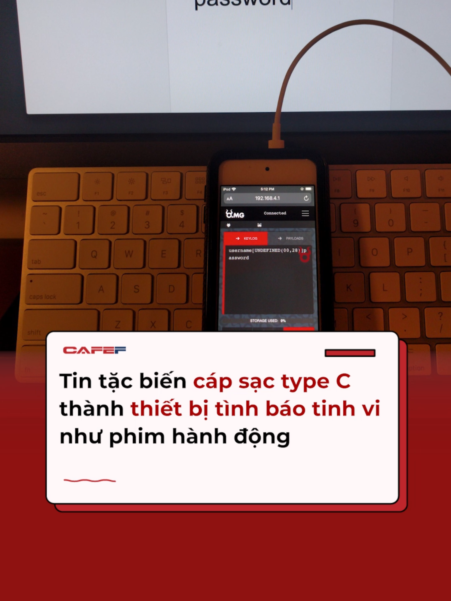 Tin tặc biến cáp sạc type C thành thiết bị tình báo tinh vi như phim hành động #cafef #amm #omgcable