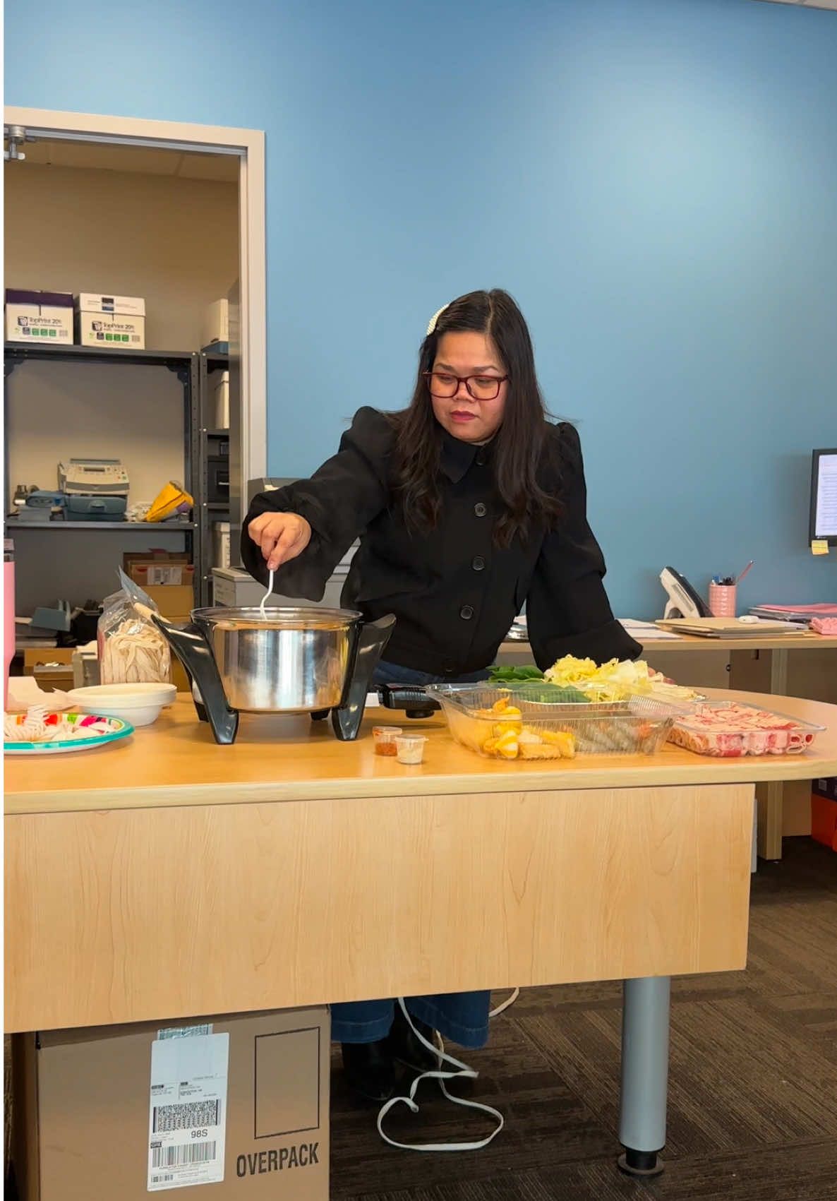 Feeding the dealership!😁 Hotpot Day at the #teamford  accounting office.🍜🥣🍲 #winterdays  #soupday #teamford #hotpot  #yeg #cardealership #ford #alberta #goodvibes #fyp #cooking 