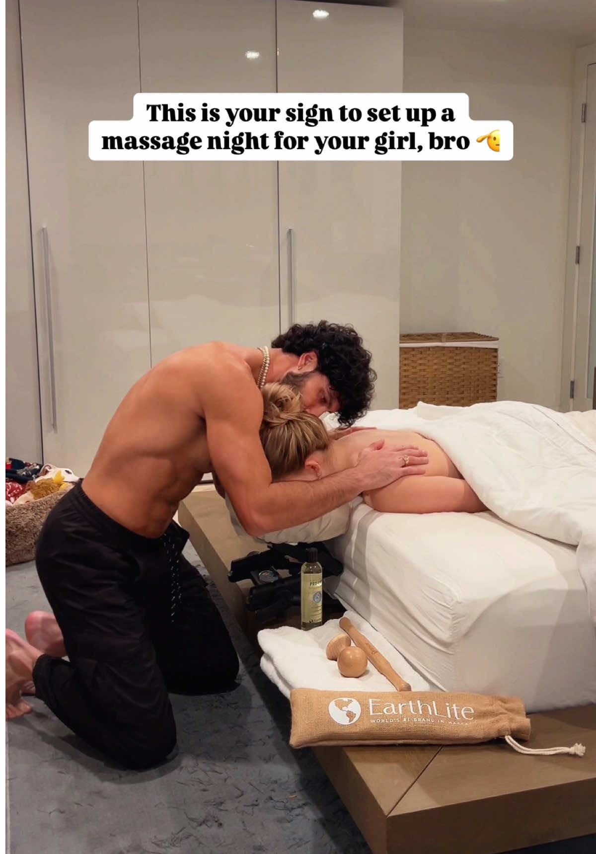 This is your sign to set up a massage night for your girl 👊🏽🫡 If you want your woman to be in her feminine energy, then you need to be in your masculine energy... That looks like being a leader, taking initiative and showing up consistently with time & effort Being of service to your queen helps her feel safe & relax. It creates an environment where she can let her guard down and fully embody her divine feminine... And as a man, creating that space for her isn’t just powerful—it’s the ultimate act of love and strength. PS We use to have a full massage bed at our old apartment, but travel has made it hard to take it everywhere with us, so I tried out @Earthlite to spoil Kait and I was impressed 😍 10/10 would recommend! #couples #husbandwife #relationships #relationshipadvice #divinefeminine #relatable #massage