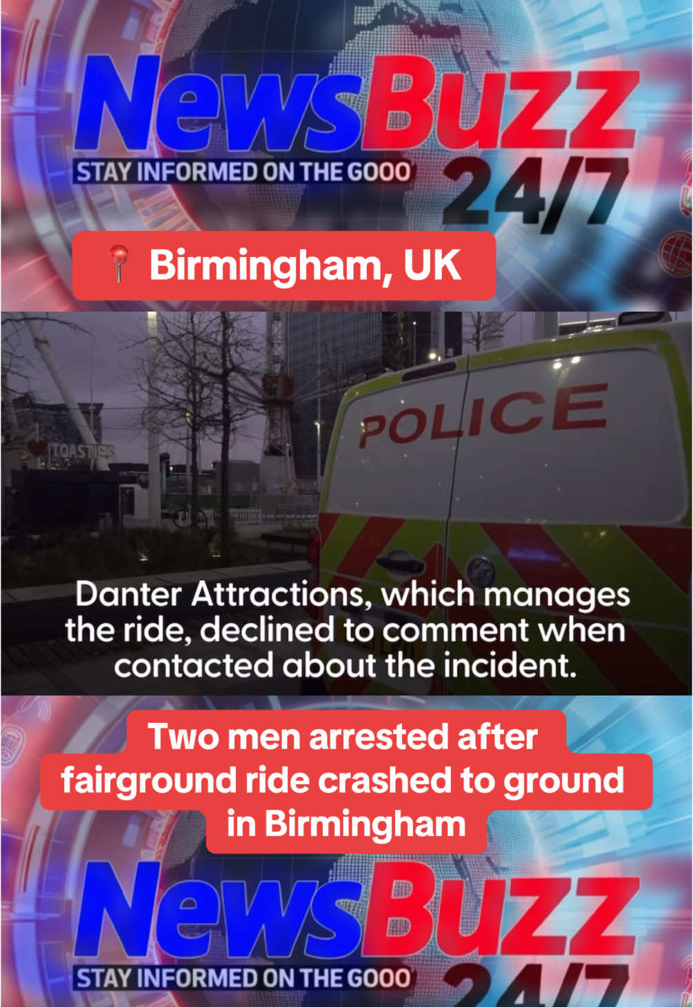 Two men have been arrested after a Christmas fairground ride “dropped to the ground” causing injuries in Birmingham city centre. #birmingham #citycentre #birminghamcitycentre #uk #incident #fy #fyp #fyf #foryou #foryoufeed 
