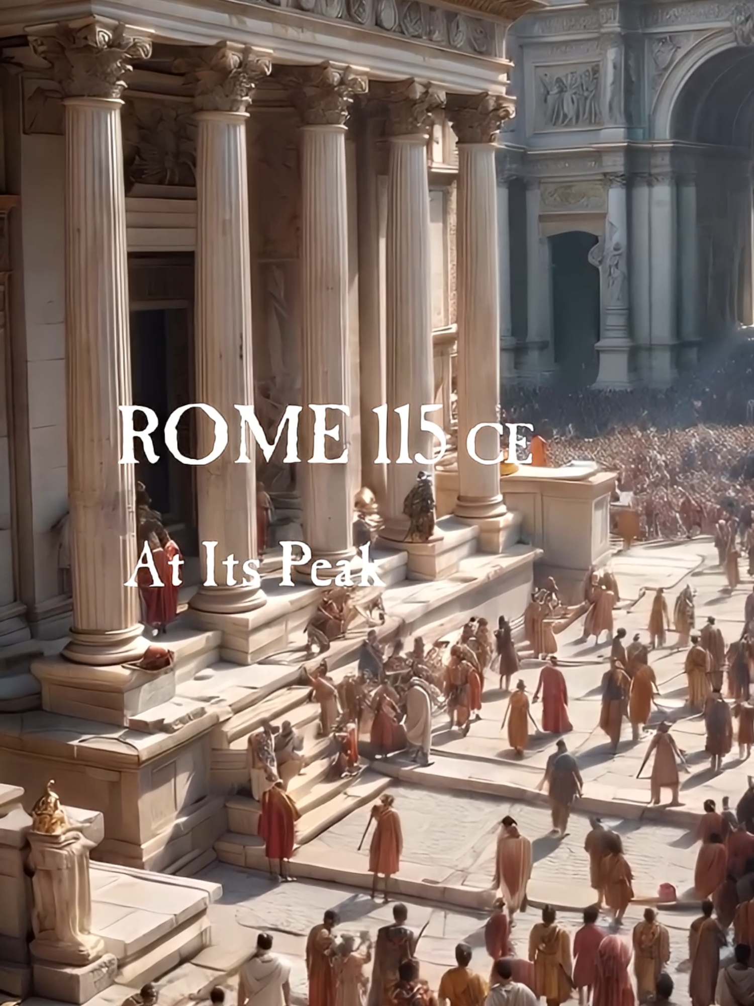 A journey back to 115 CE, during the height of the Roman Empire. Experience the vibrancy of daily life, the bustling markets, breathtaking architecture, and the cultural richness of an era at its peak. Dive into Roman empire history and witness the grandeur of Optimus Princeps, Emperor Trajan. | #history #historytok #roma #rome #animaze_ai #aesthetic #english #fyp #aigenerated #RomanEmpire #AncientRome #HistoryLovers #RomanHistory