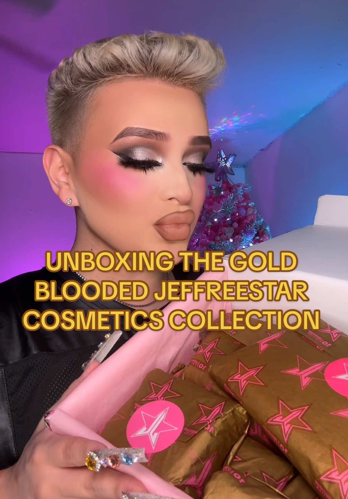 jeffree star sent me the entire gold blooded 10th anniversary makeup collection ✨😭😍 i love jeffree star cosmetics to muchhh.  should i review the entire collection ?👀 @Jeffree Star @Jeffree Star Cosmetics #jeffreestar #jeffreestarcosmetics #fyp #explore #viral #makeup 