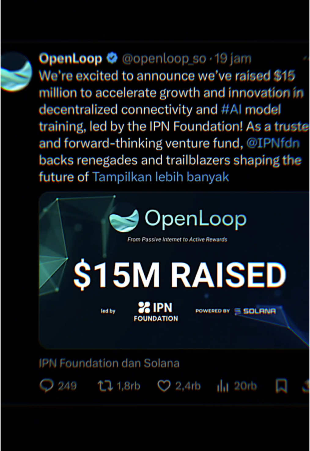 OpenLoop Network adalah jaringan nirkabel terdesentralisasi yang dibangun untuk meningkatkan pengiriman layanan Internet, menjadikannya lebih efisien, mudah diakses, dan bermanfaat bagi semua orang. #fyppppppppppppppppppppppp #JJCapCut #potensial #fyp #airdrop 