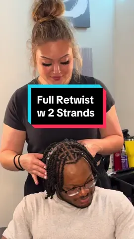 what’s up yall ike is in my new studio for the first time 🥹 this is definitely not his first time coming to see me tho. i started his dreads with two strand starters about a year and a half ago and i’ve been doing his hair even before the locs for about two years now 🙂‍↕️ soooo just know we super locked in lmao i got this retwist process on video for yall with results at the end  #fyp #foryou #hair #hairstylist #atlanta #retwist #loctician #twostrandtutorial #atlbraider #stitchbraids #retwistandstyle #starterlocs #hairbyellianaa 