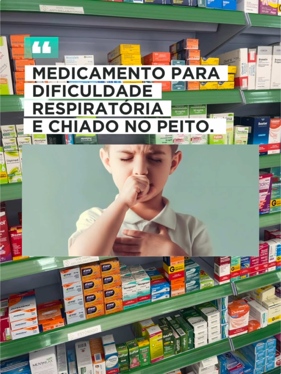 Medicamento para dificuldade respiratória e chiado no peito. #medicamentos #farmacia #saude #bemestar #drogaria #asma #tosse #respiração #pulmão #chiadonopeito #chiado #faltadear 