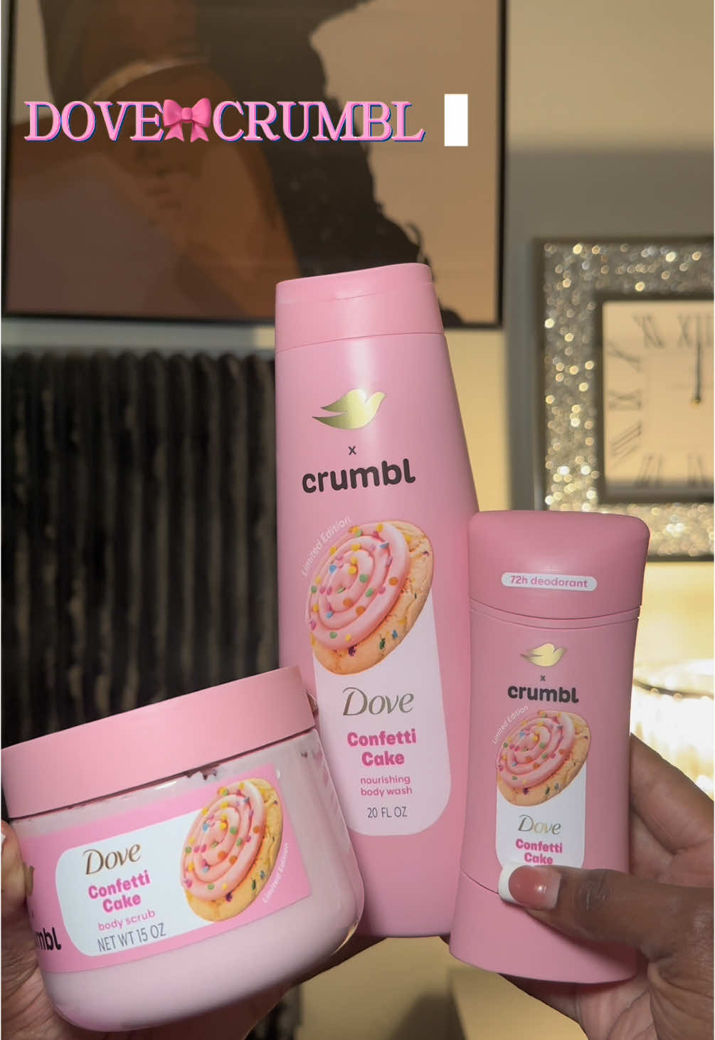 FINALLY GOT MY HANDS ON THIS😭😭😭🧁💗let me know if you guys want a review ! #dove #crumbl #fyp #blackgirtiktok#@Dove Beauty & Personal Care @Crumbl 