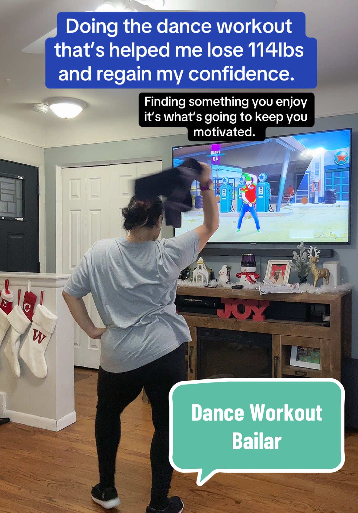 Vamo’ a bailar y quemar calorias con Just Dance! 💃🔥  #dancefitness #danceworkout #workoutmotivation #justdance #weightlossmotivation @Ubisoft @justdancegame #athomeworkouts #justdance2025 #100lbsdown #plussizeworkouts