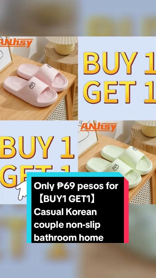 Only ₱69 pesos for 【BUY1 GET1】Casual Korean couple non-slip bathroom home outdoor wear-resistant soft EVA material lightweight slippers! Don't miss out! Tap the link below! #buy1take1 #homeslippers #TikTokShop #TikTokFashion #tiktokaffiliate #tiktokph #tiktokfinds #LearnOnTikTok 