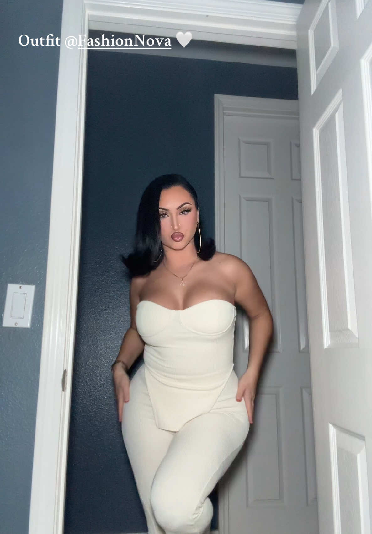 Outfit is from @FashionNova 🥰  Call My Name Ribbed Pant Set - Off White ✨ #ootdinspo #fyp 