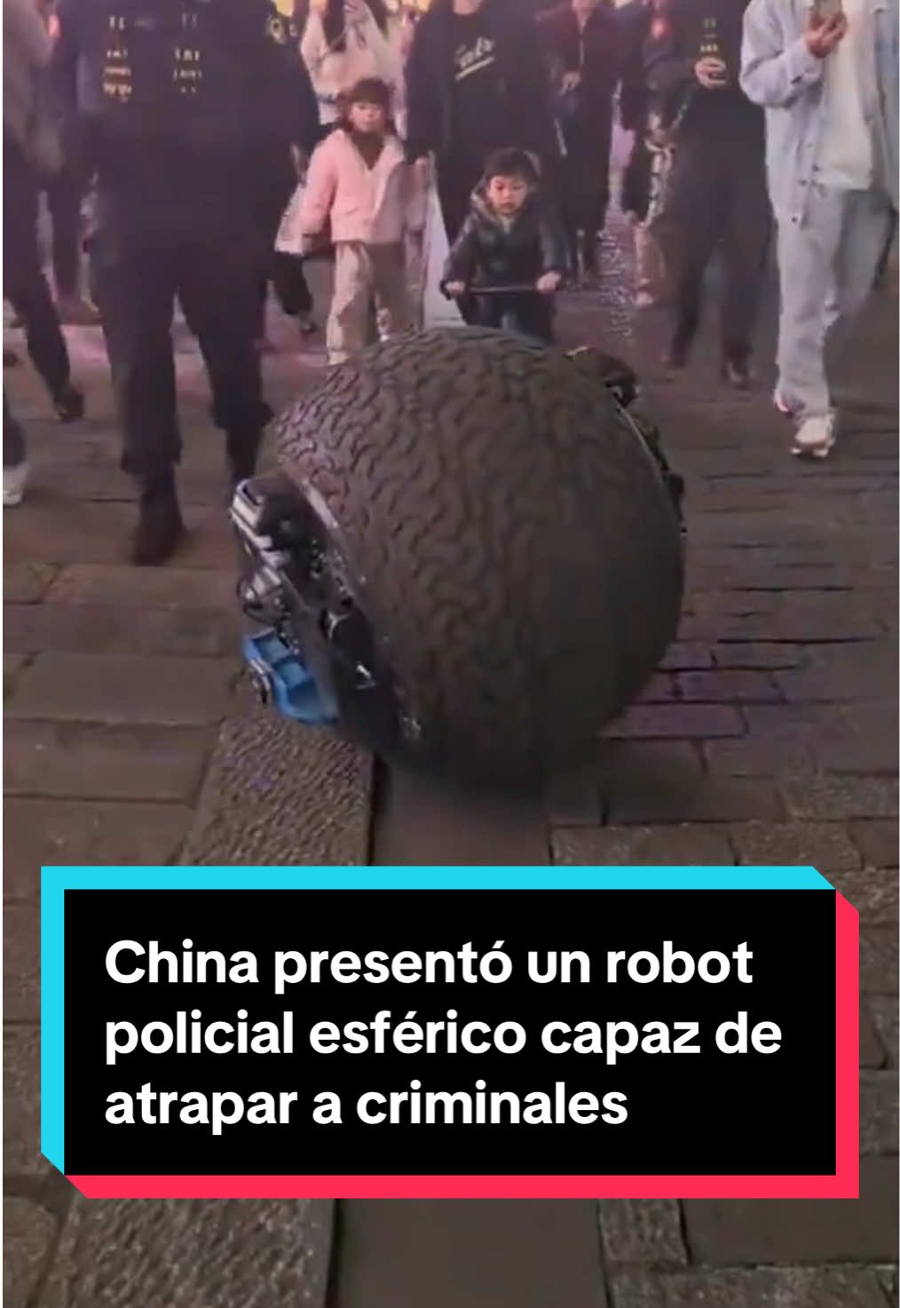 🇨🇳China presentó un robot policial esférico equipado con IA.  🤖Es capaz de perseguir a criminales a 35 km/h, lanzar redes para inmovilizarlos y operar de forma autónoma, incluso tras caídas desde grandes alturas.  #robot #ia #ai #China 