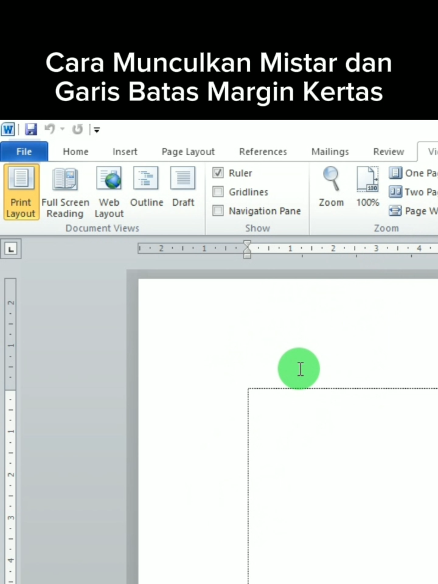 Cara Munculkan Mistar dan Garis Batas Margin#belajarword #belajarlaptop #belajarmicrosoftword #belajarmsword