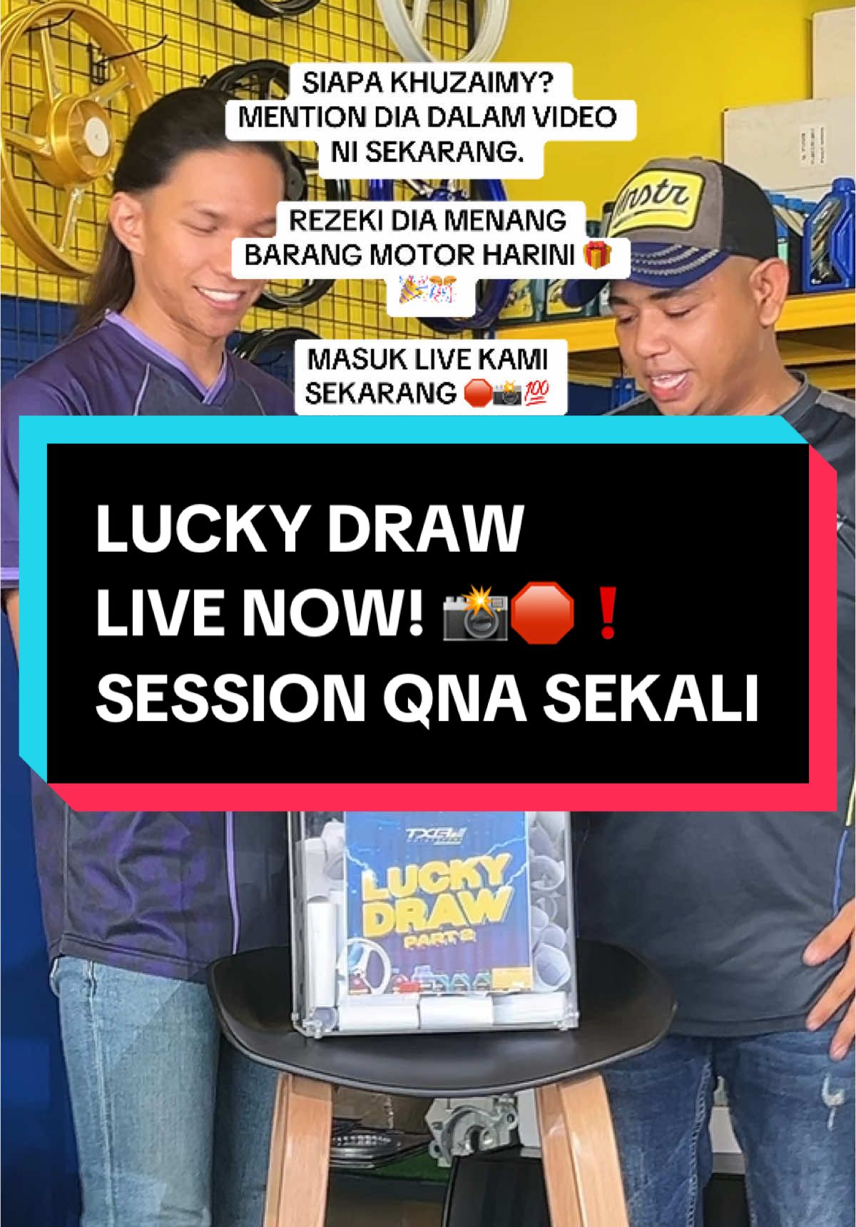 Ada session QnA sekali, dapat barang motor free 😮‍💨 Masuk live sekarang!!!! 📸🛑 #txamotorsport #fyp #luckydraw #winner #fypシ゚ #malaysia 