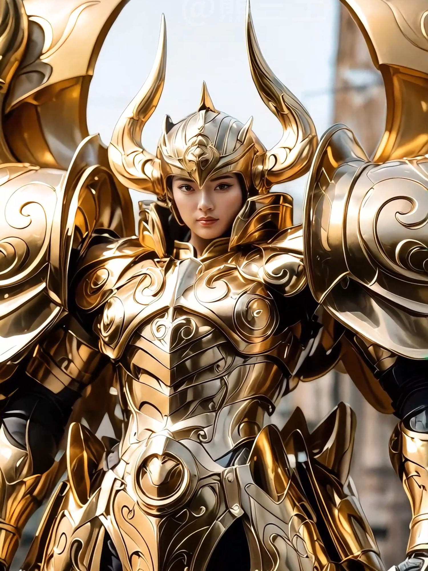 Taurus god golden cloth wearing process #saintseiya #cosplay #ai