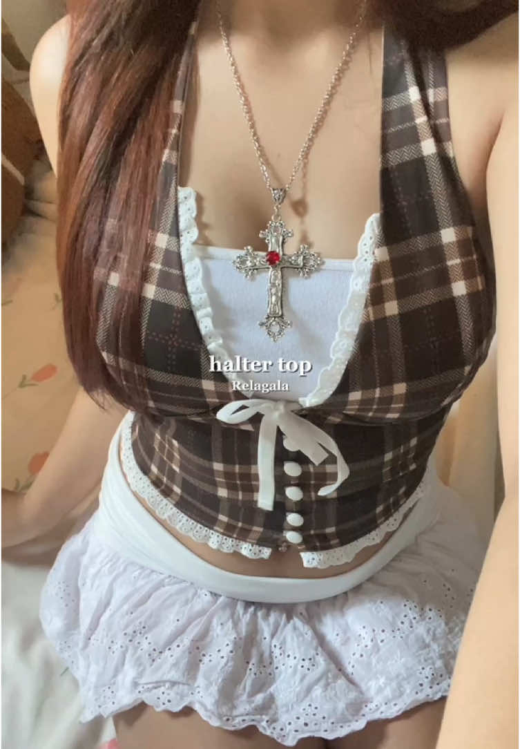 Halter top 💋 #haltertop #relagala #y2kfashion #เสื้อคล้องคอโชว์หลัง #เสื้อผ้าแฟชั่น #เสื้อผ้าผู้หญิง 