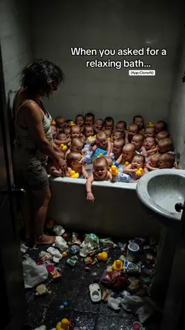 Just wanted a quiet bath...💀 #babiesrr #aimoms #aigenerated #aiviral #aivideo #askingai #cringeaivideos #aitrend #aigeneratedimages #aigeneratedvideos 