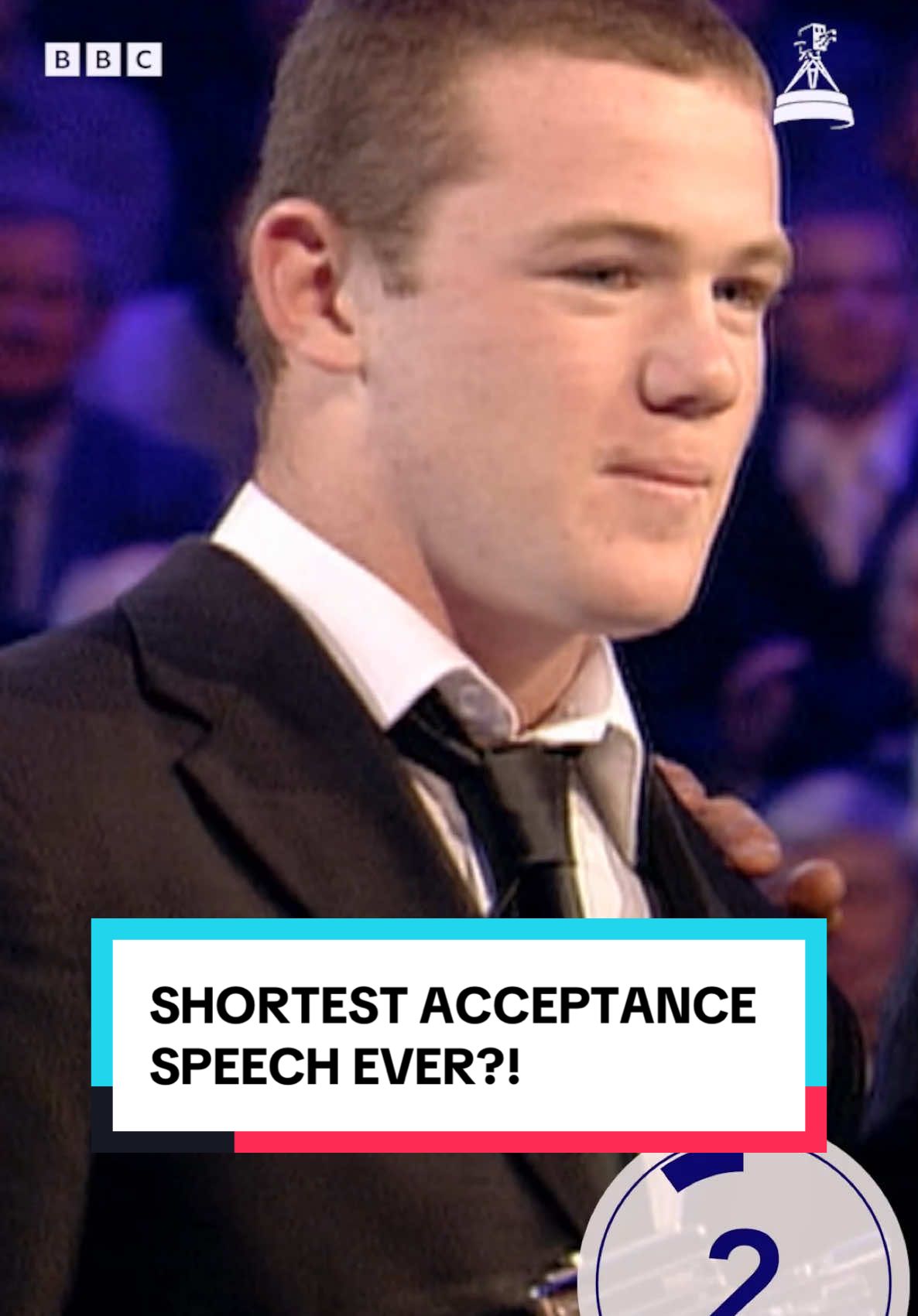 Shortest acceptance speech ever? 😂 Wayne Rooney wasn’t hanging about after winning BBC Young Sports Personality of the Year in 2002 😅 #BBCSPOTY 