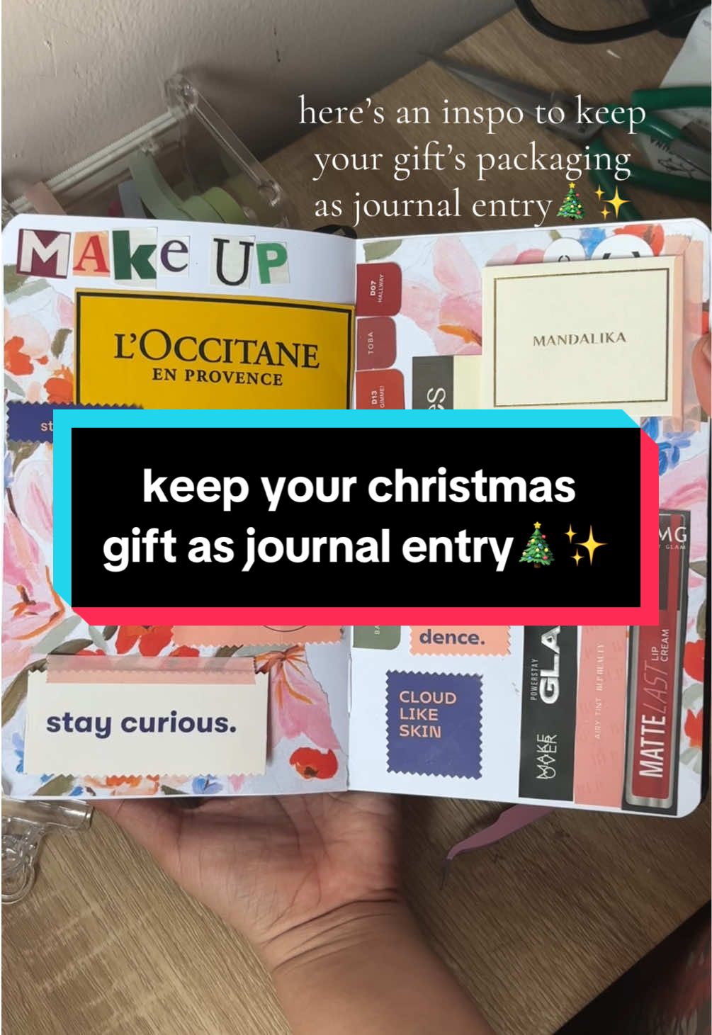 christmas is just around the corner! here’s an inspo on how to keep your gifts as journal entry (especially for those sentimental girlies who cant throw small things away)🎄💕  #christmas #giftwrap #journaling #junkjournal #junkjournalideas #journaling #journal #journalideas #scrapbook #scrapbooking #photodump #crafts #collage #scrapbookideas #junkjournaling #journaltok #junkjournalwithme #journalwithme 