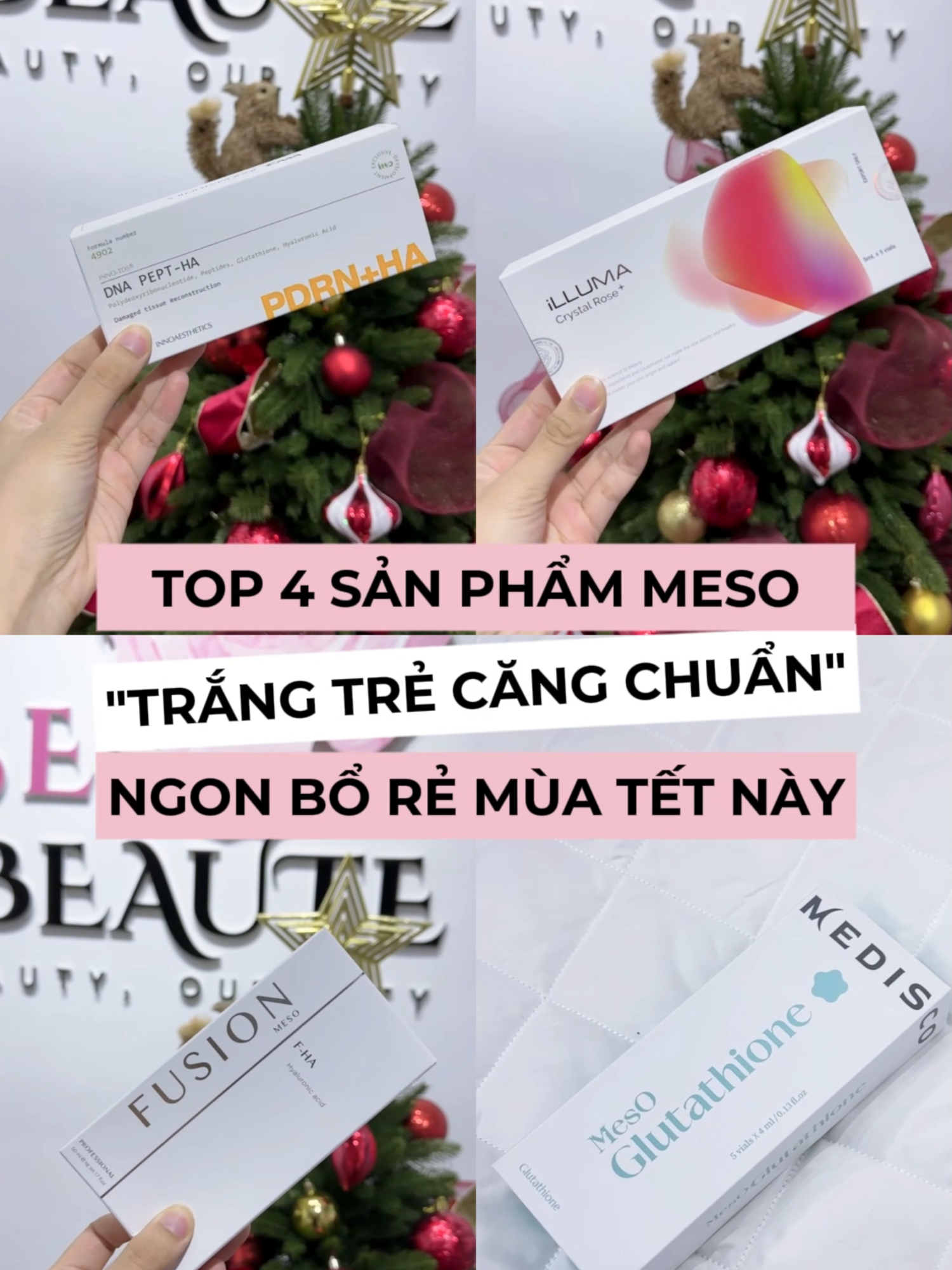 TOP 4 sản phẩm Meso trắng trẻ, căng chuẩn ngon bổ rẻ mùa Tết này. #myvanbeaute #rosedebeaute #goclamdep #chiase #kinhdoanhspa #sanphamchospa #spa #khachlamdep #sanphamdieutri #lamnghespa #daynghespa #daynghespahanoi #meso #lamdepngaytet #lamdepda